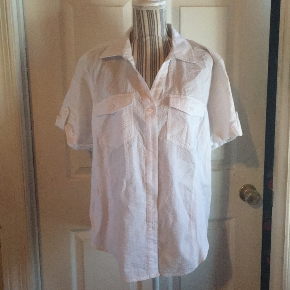White button down cargo jones New York white top